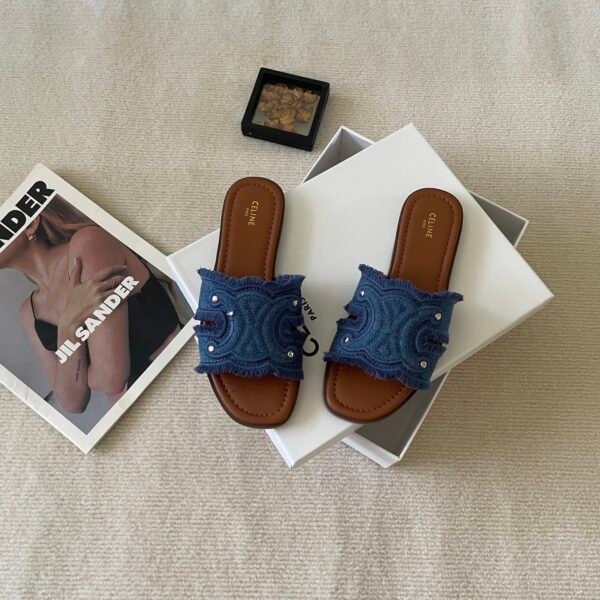 ```CEL Triomphe Denim Slides - Slides```