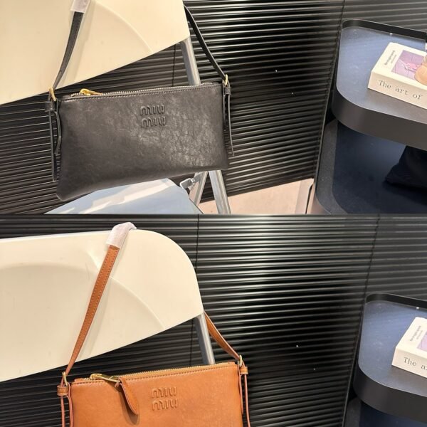 MIU Wander Matelassé Leather Black and Tan Leather - Bag