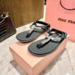 MIU Crystal Embellished Sandals – Sandals