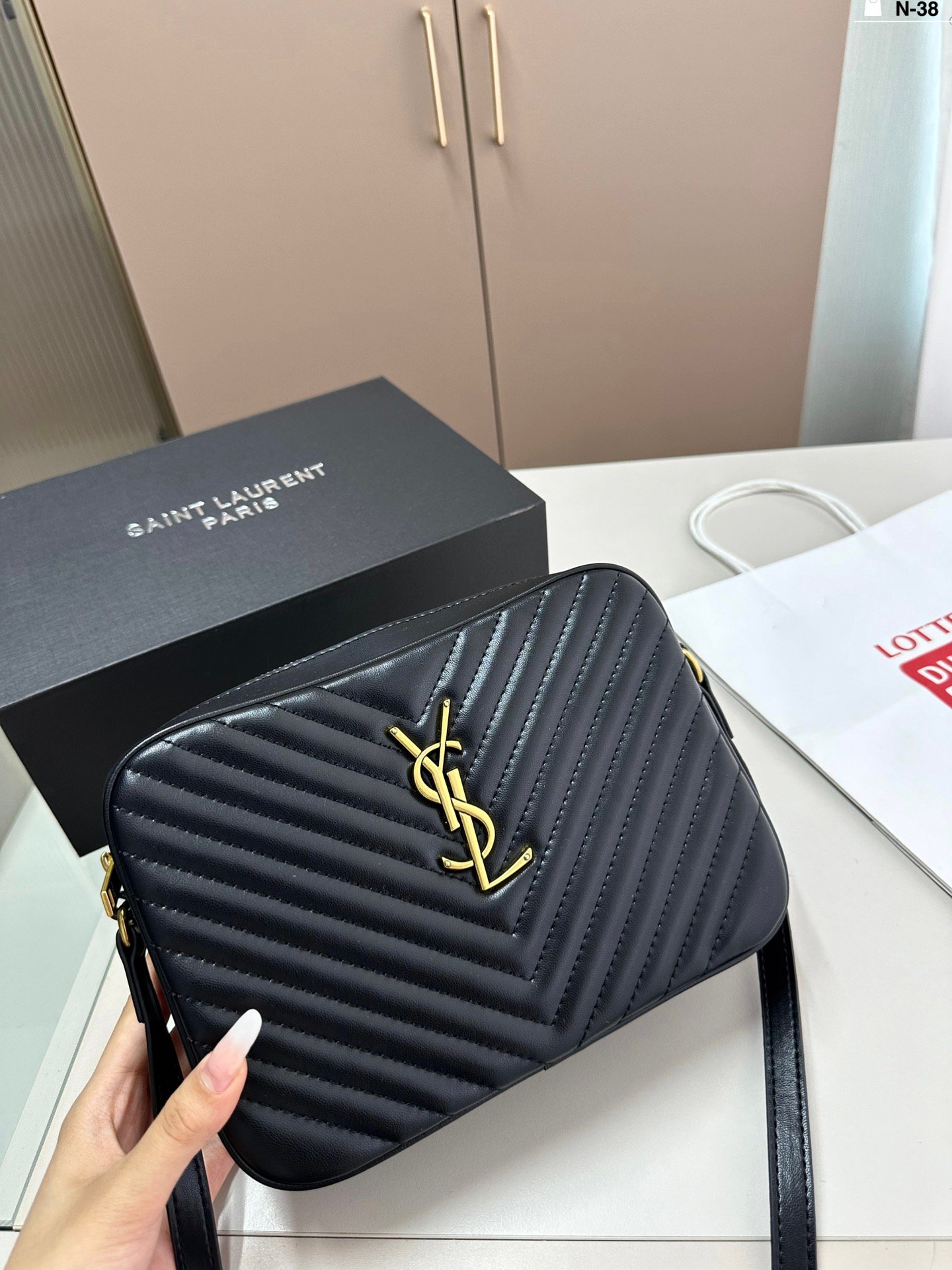 YSL Lou Camera Bag White, Red, Black Leather - Bag - Image 3