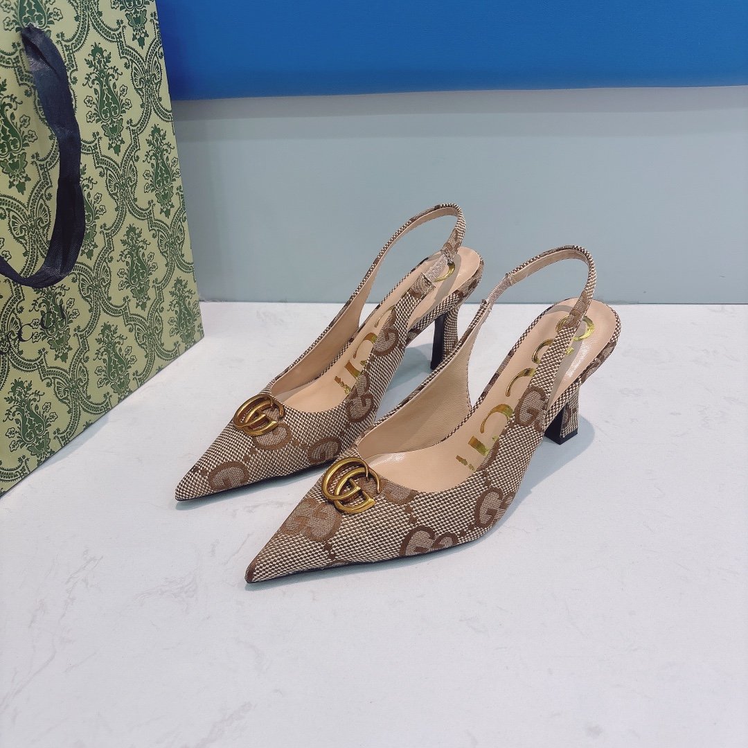 GG Double G Slingback Pump Beige GG Canvas - Heels - Image 2