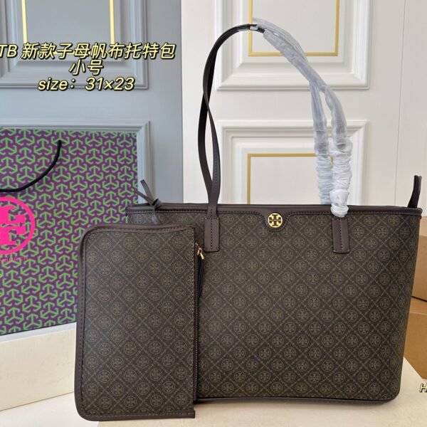 TB canvas tote bag with monogram