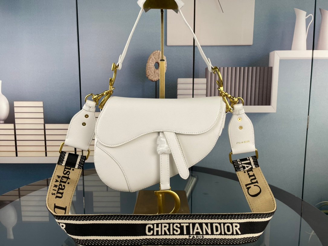 CD Saddle White Leather - Bag