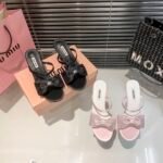 MIU Glitter Bow Sandals Black/White – Sandals