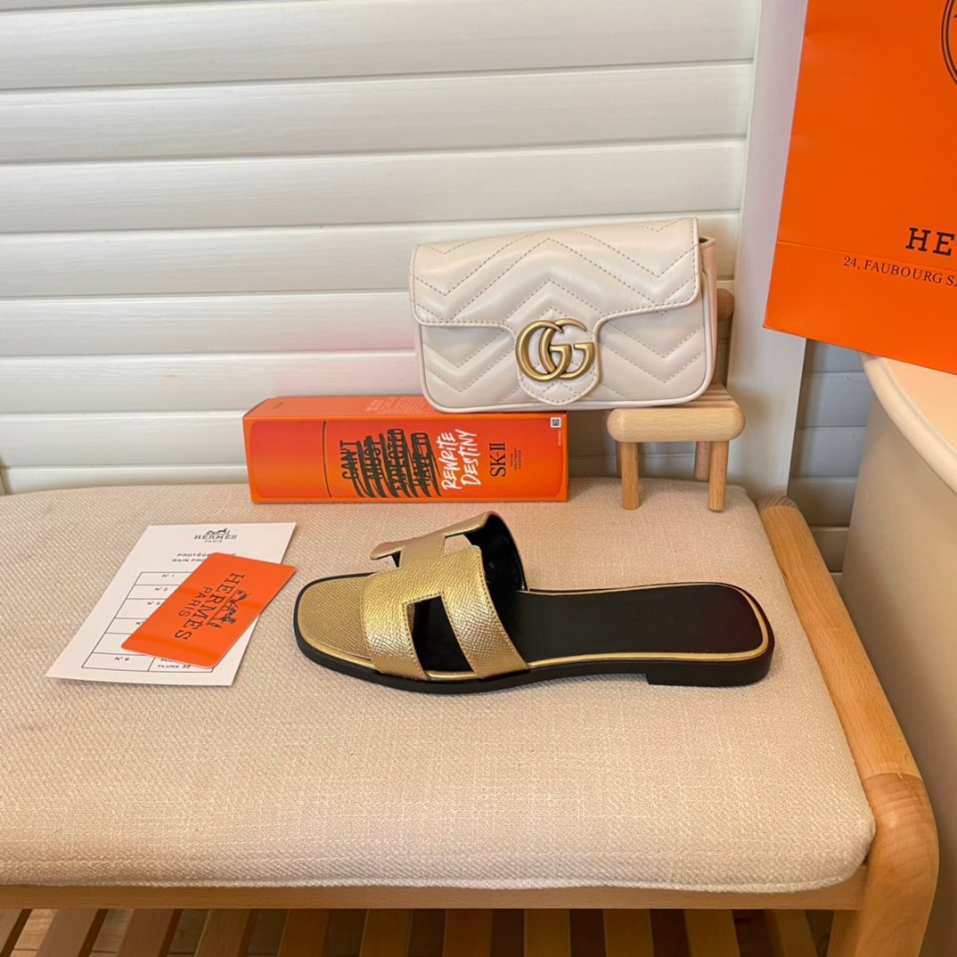 HM Oran Sandals Gold Leather - Sandals - Image 4
