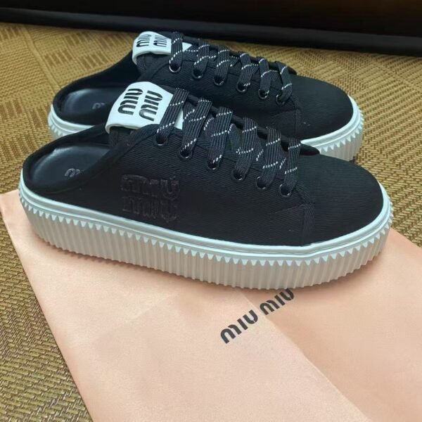 MIU Chunky Biscuit Sneakers Black Canvas - Sneakers