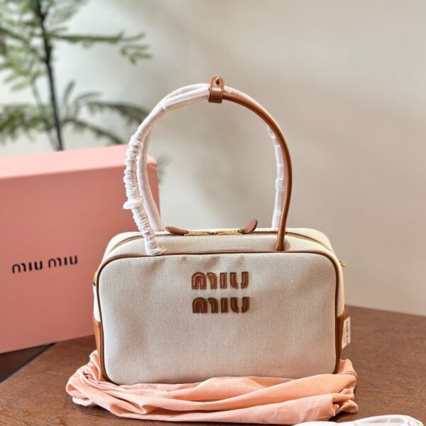 MIU Softy Padded Bowling Bag Beige Canvas - Bag