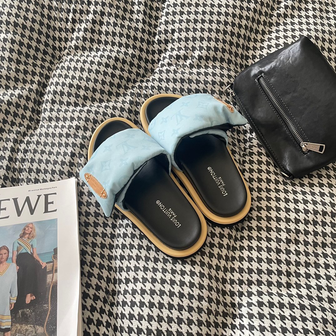 LV Pillow Comfort Slide Blue Monogram - Slides - Image 9
