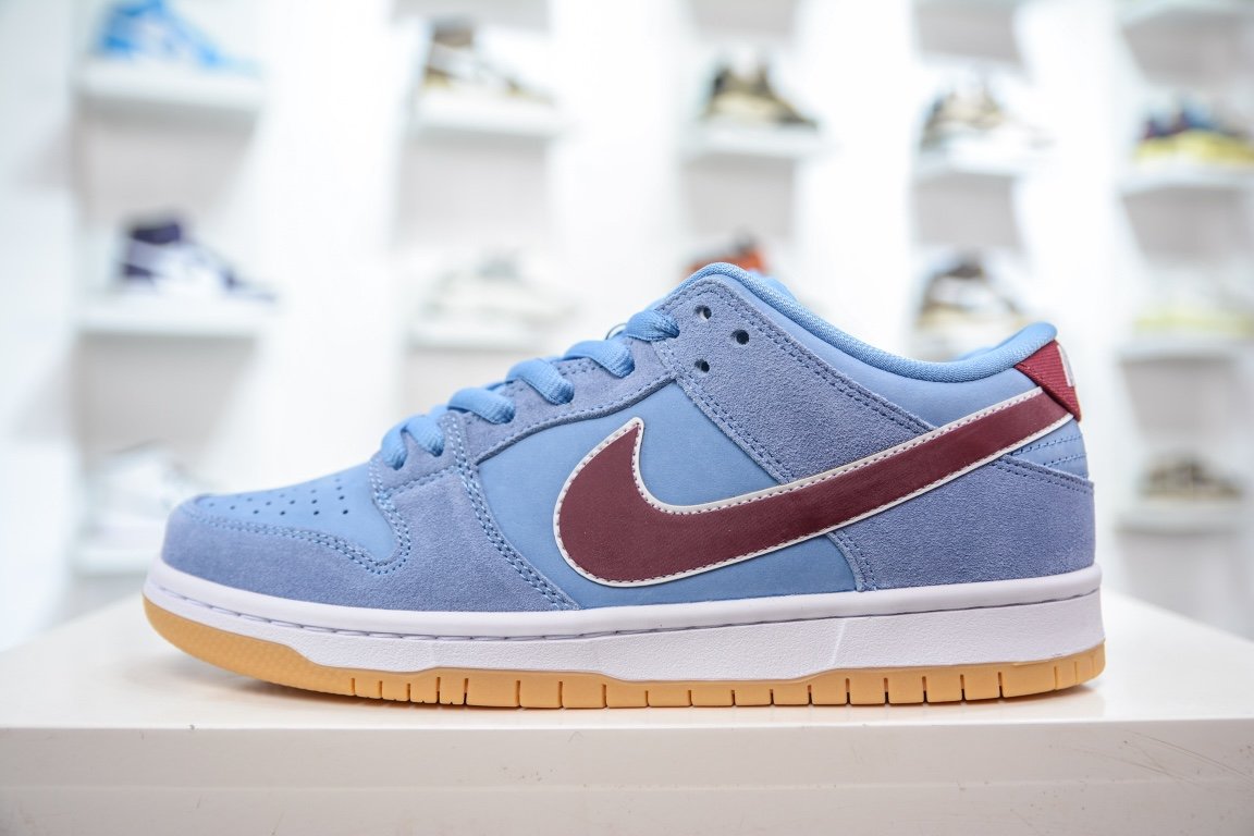 NK Dunk Low Pro QS Blue/Red Suede - Sneakers