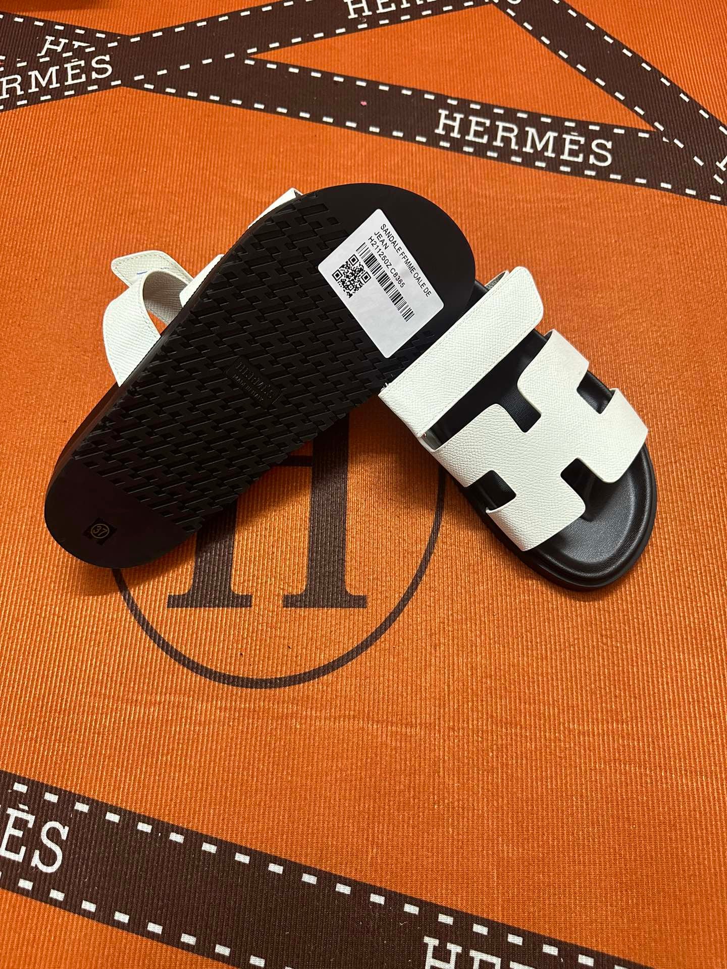 HM Izmir Sandals White/Black Leather - Sandals - Image 5