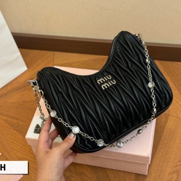 MIU Wander Matelassé Black Leather - Bag