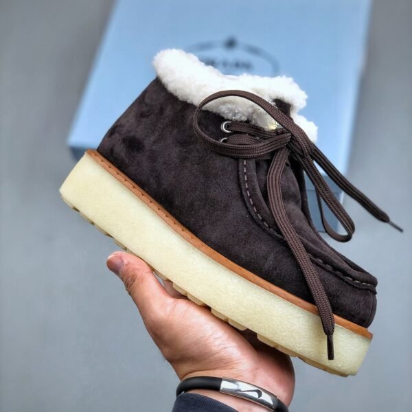 PR Brushed Leather and Shearling Ankle Boots - Boots