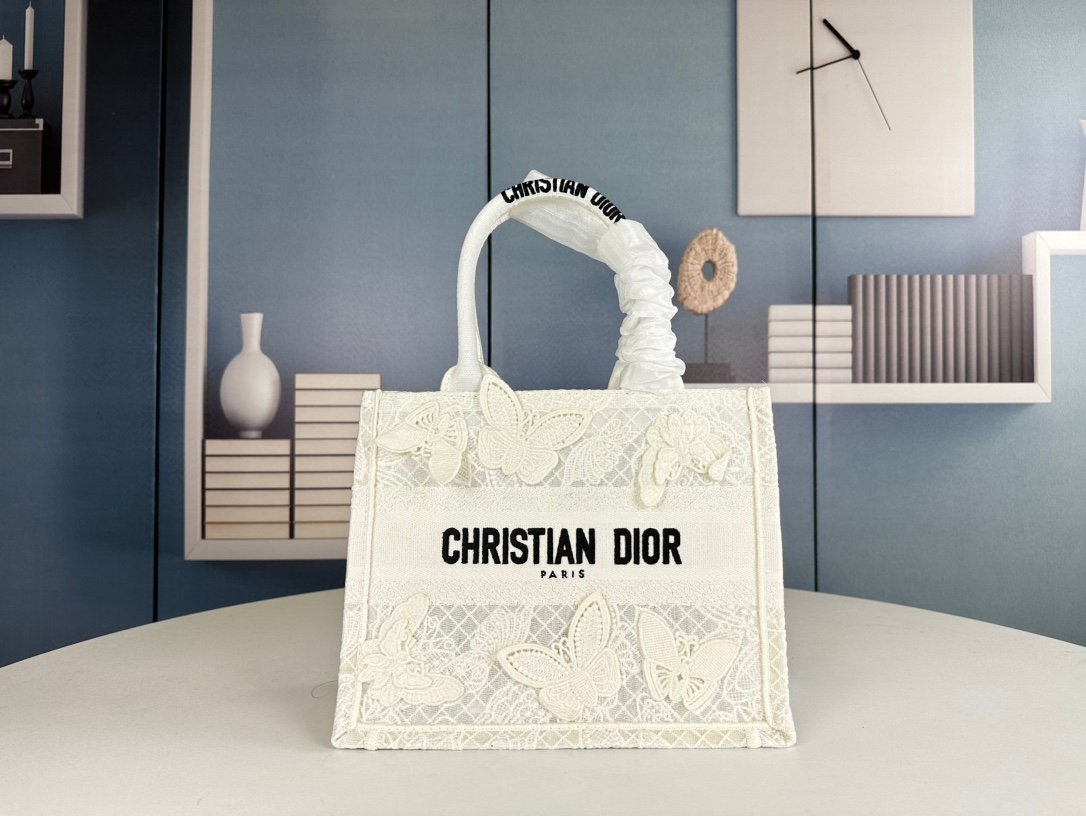 CD Book Tote Small White Lace - Bag