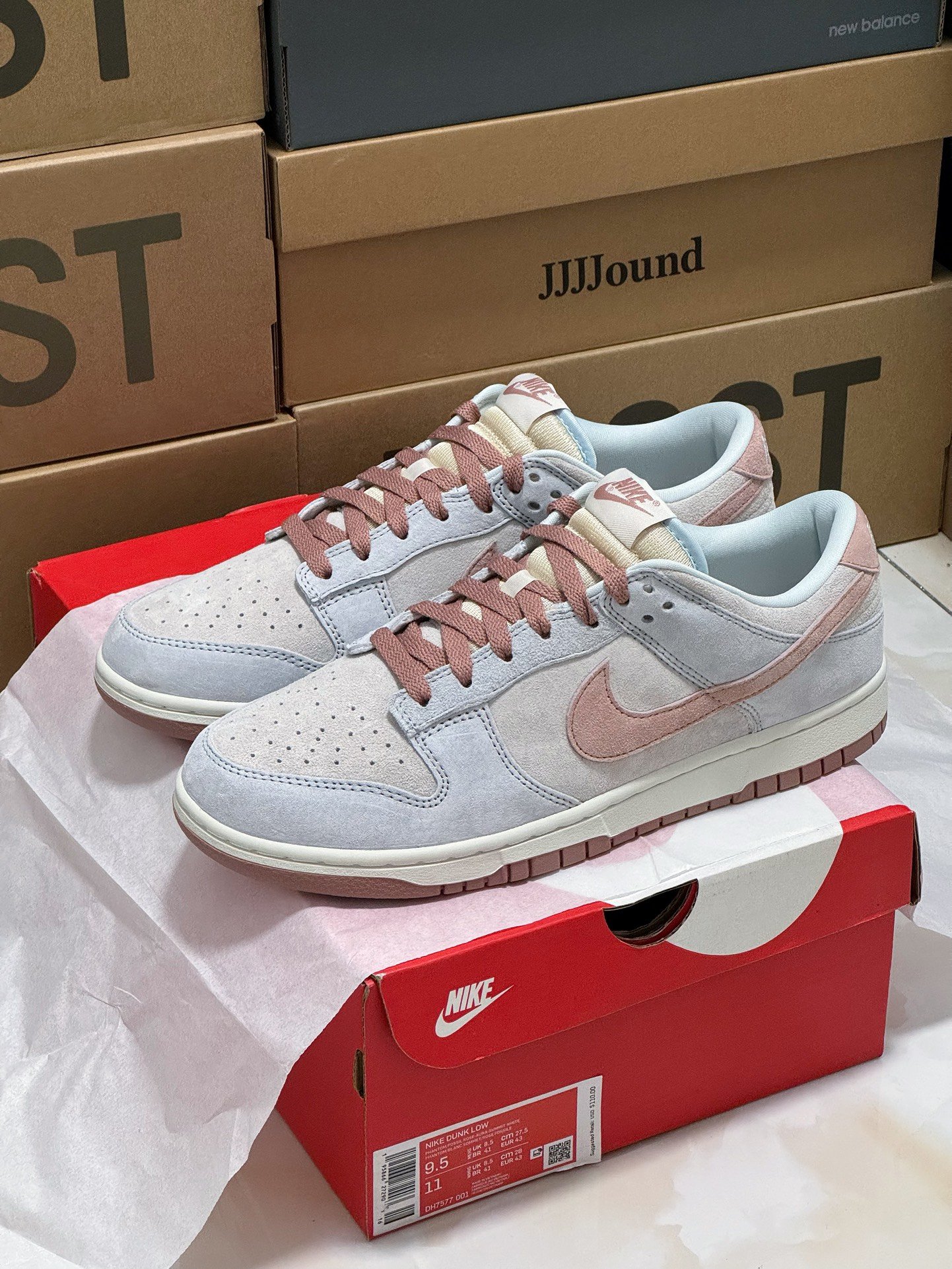 NK Dunk Low JJJJound 9.5 Pink/White - Sneakers