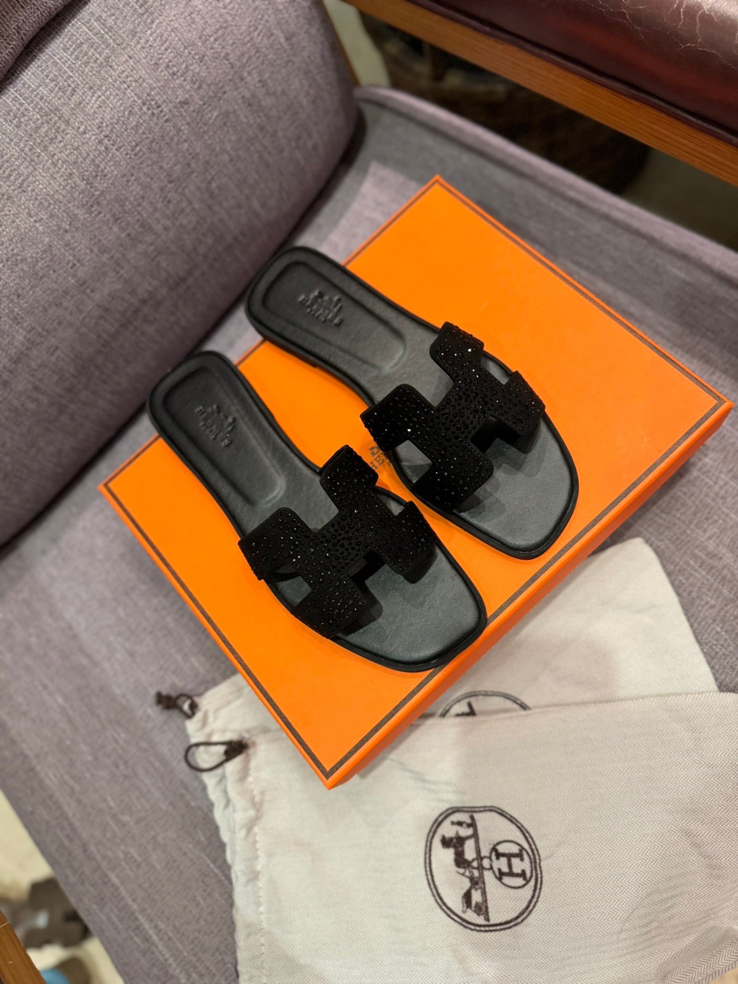 HM Oran Sandals Black Suede - Slides