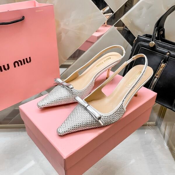 MIU Bow Embellished Slingback Pumps - Heels