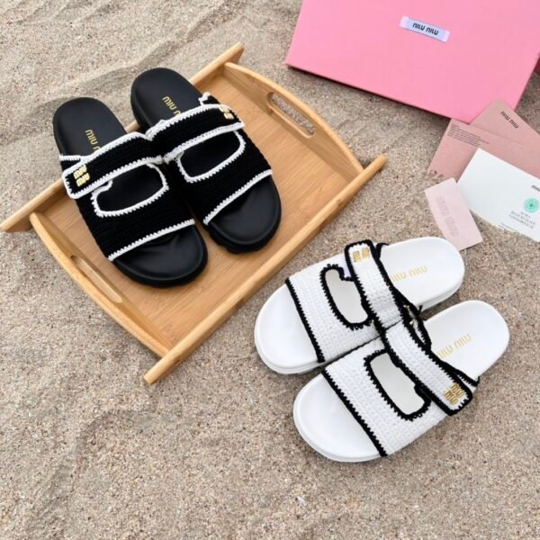 MIU Velcro Knit Slides - Slides