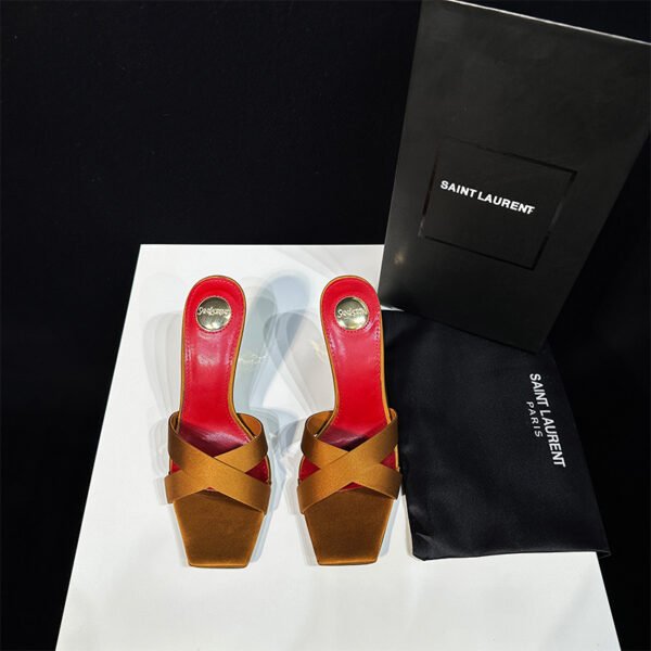 YSL Tribute Sandals Gold Satin - Heels