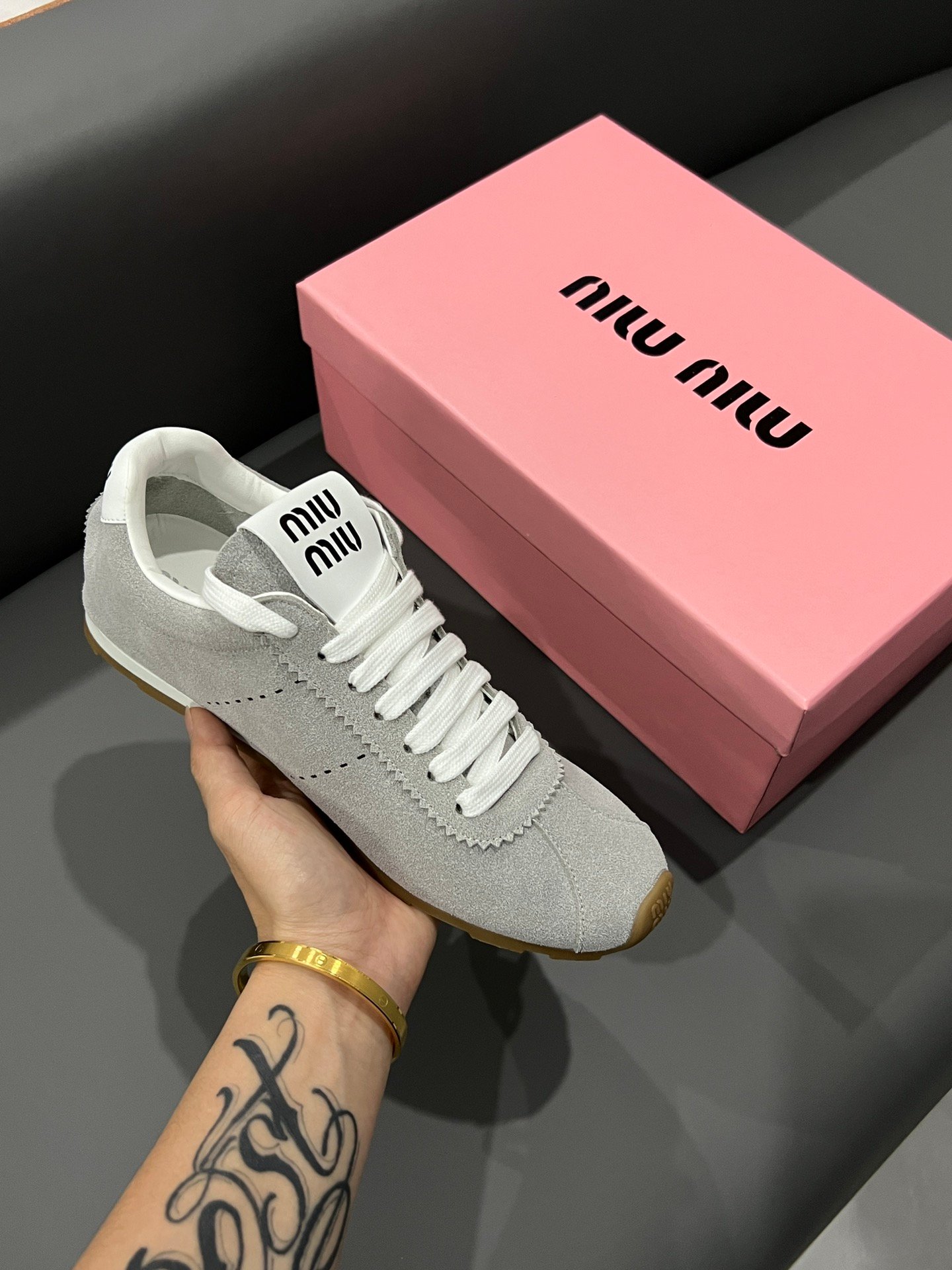 MIU Retro Trainer Grey Suede - Sneakers - Image 7