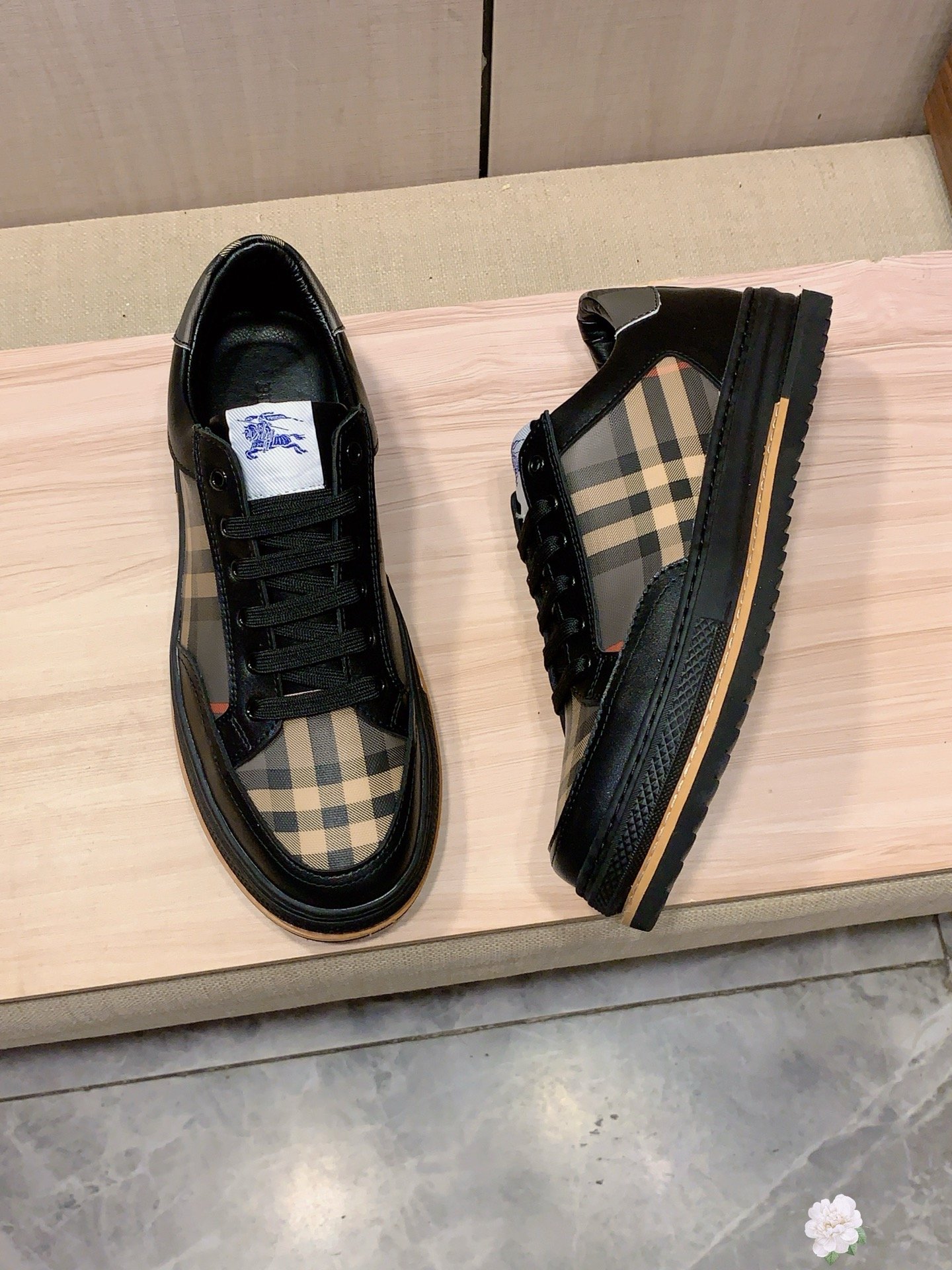 BBR Vintage Check Sneakers Black/Beige - Sneakers - Image 4