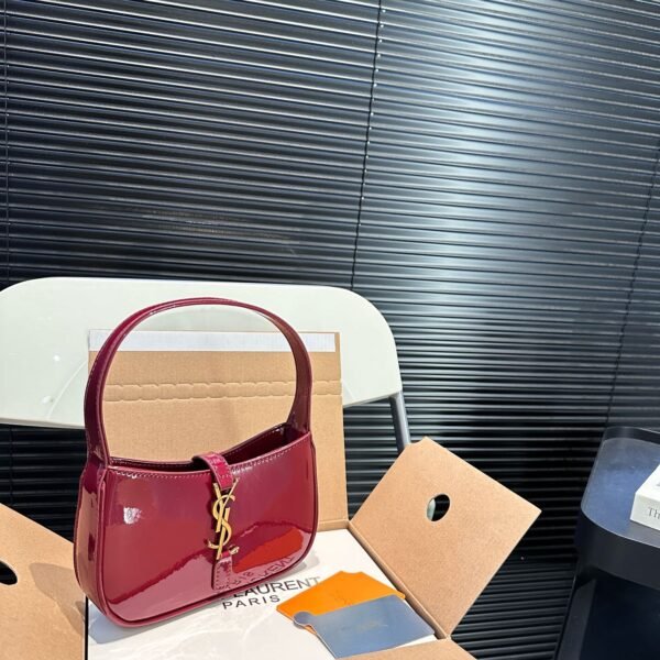 YSL Le 5 à 7 Hobo Mini Burgundy Patent Leather - Bag