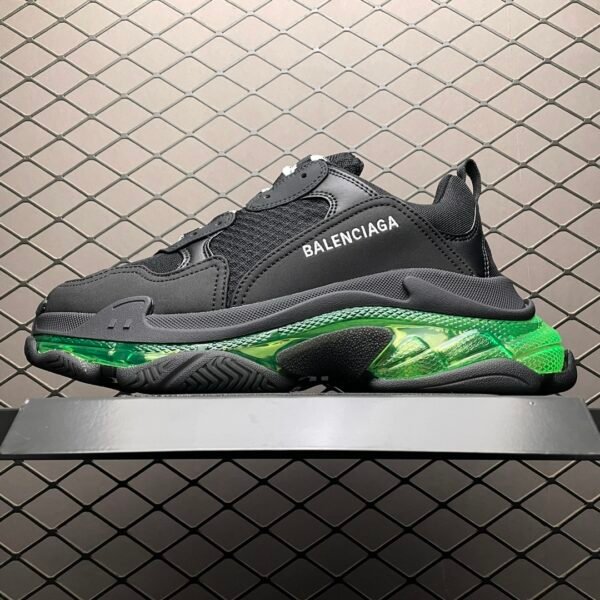 BAL Triple S Clear Sole Black/Green - Sneakers