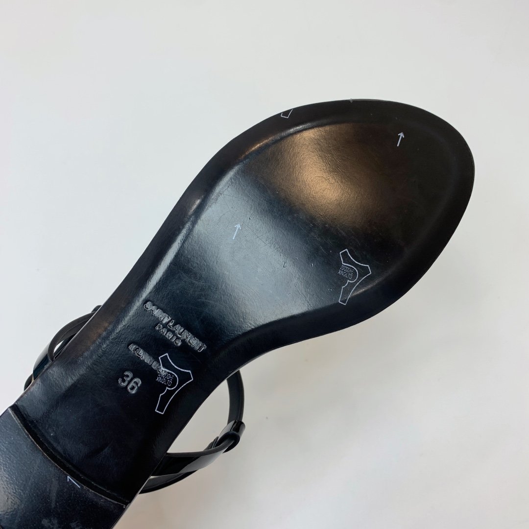 YSL Cassandra Flat Sandals Black Leather - Sandals - Image 9