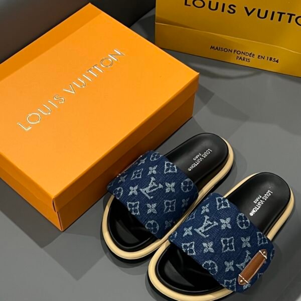 LV Pool Pillow Comfort Denim Monogram - Slides
