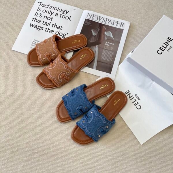 CEL Triomphe Embroidered Slides - Slides