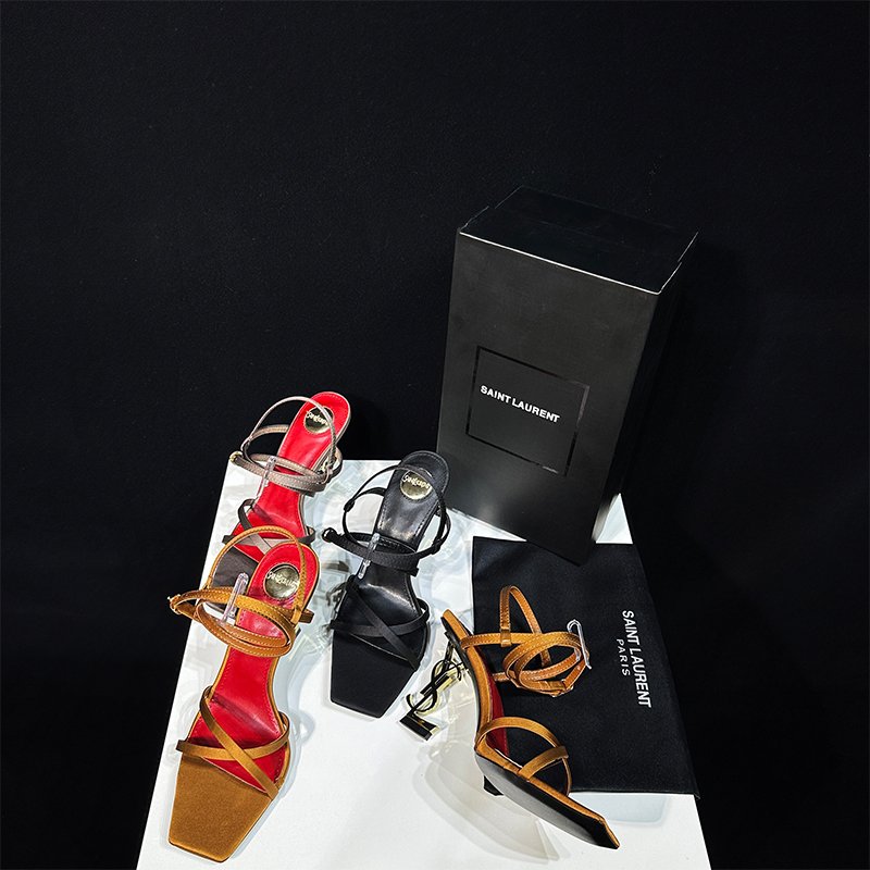 YSL Cassandra Sandal Brown/Red - Heels - Image 8