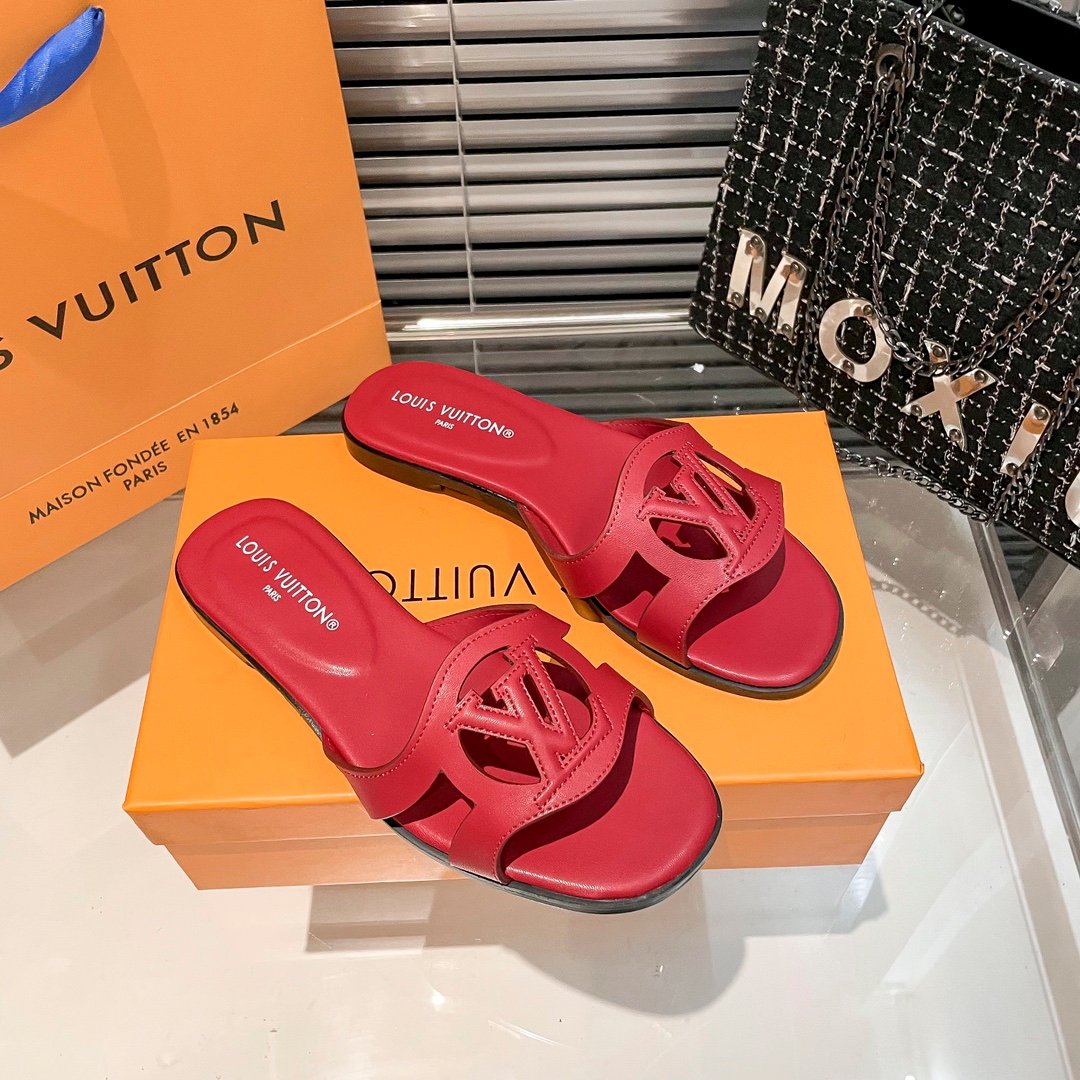 LV Paseo Flat Comfort Mule Red Leather - Slides - Image 2