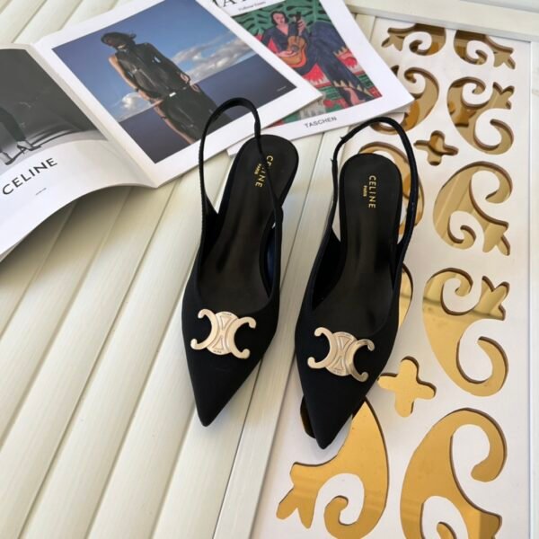 CEL Triomphe Slingback Pumps Black Leather - Heels