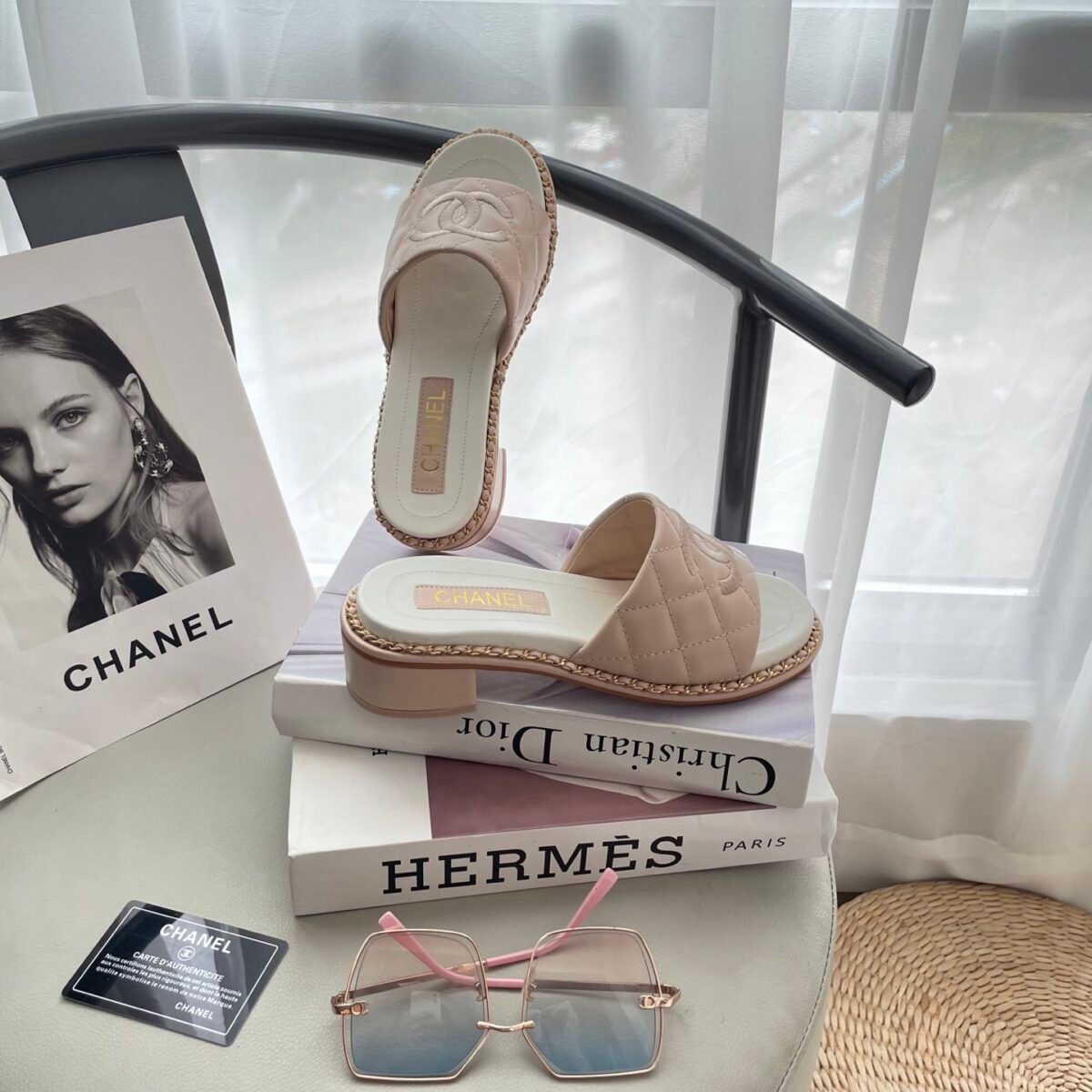 CC Quilted CC Espadrille Slides – Claquettes — 8