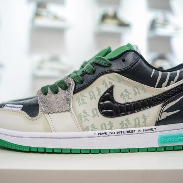 NK Air Jordan 1 Low Custom Black/Green - Sneakers