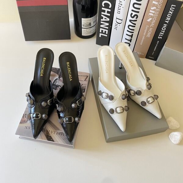 BAL Studded Pointed Toe Mules - Heels