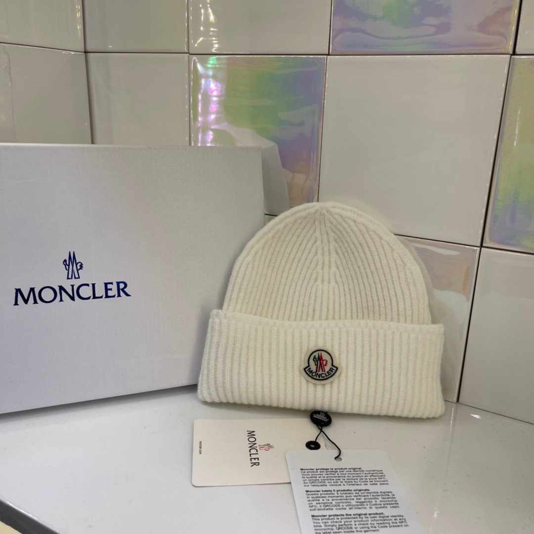 MCL Ribbed Beanie Black/White/Cream Wool - Hat - Image 2