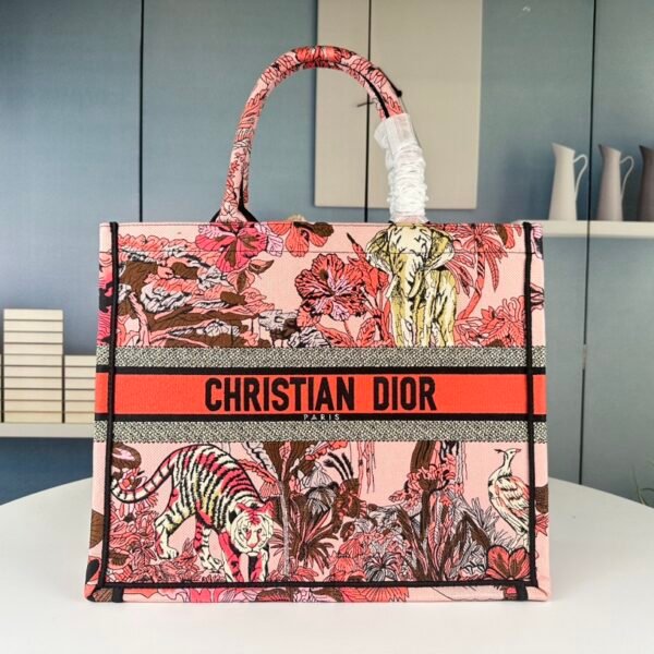 CD Book Tote Large Toile de Jouy Canvas - Bag