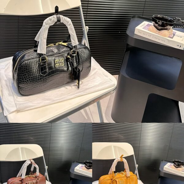 MIU Bowling Bag Crocodile Embossed Leather - Bag