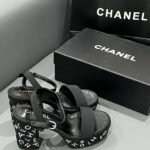 CC Rhinestone Logo Chunky Heel Sandals – Heels