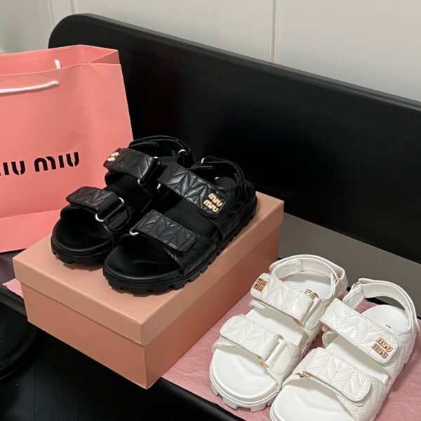 MIU Quilted Velcro Sandals - Sandals