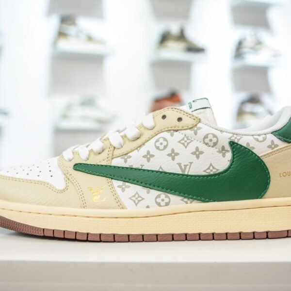 LV Air Jordan 1 Low x LV Monogram/Green - Sneakers