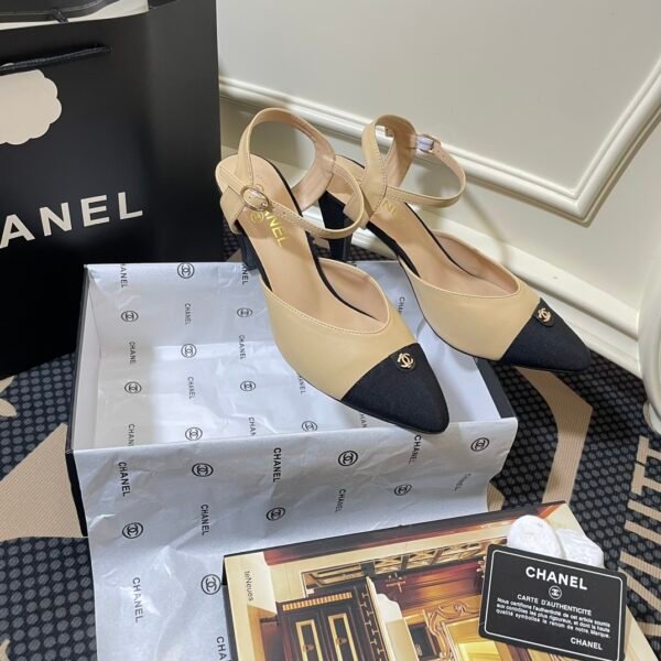 CC Slingback Ballerinas Beige/Black Leather - Heels