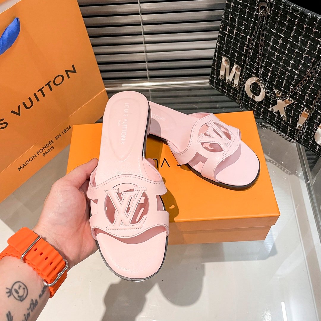 LV Paseo Flat Comfort Mule Pink Leather - Slides - Image 4