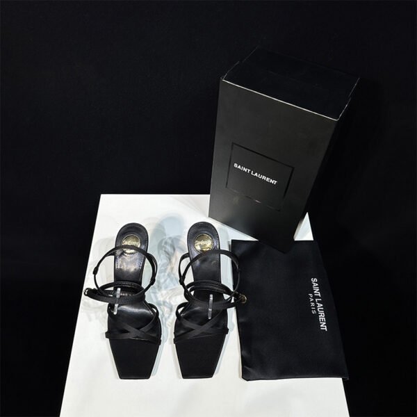 YSL Cassandra Sandal Black Leather - Heels