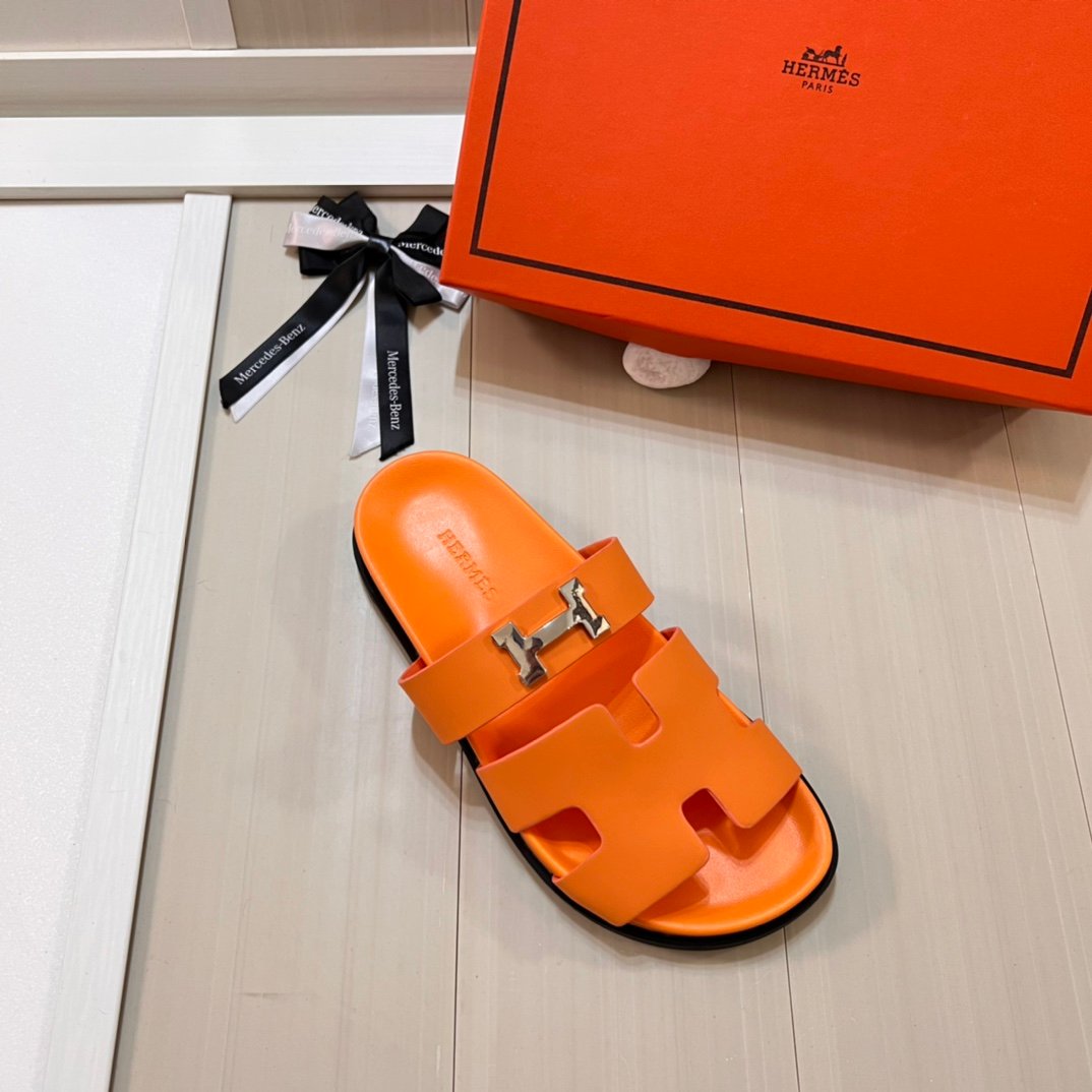 HM Oran Sandals Orange Leather - Slides - Image 4