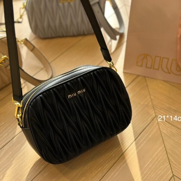 MIU Matelassé Camera Bag Black Leather - Bag