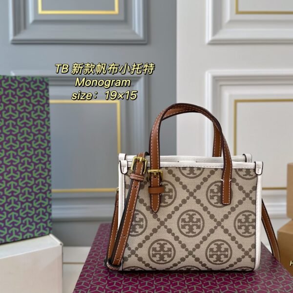 TB Canvas Monogram Small Tote