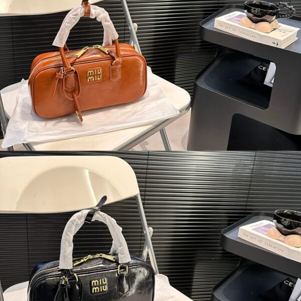 MIU Matelassé Nappa Leather Bag Brown/Black Leather - Bag
