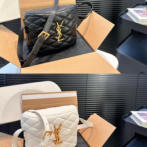 YSL Lou Camera Bag Black/White Leather - Bag