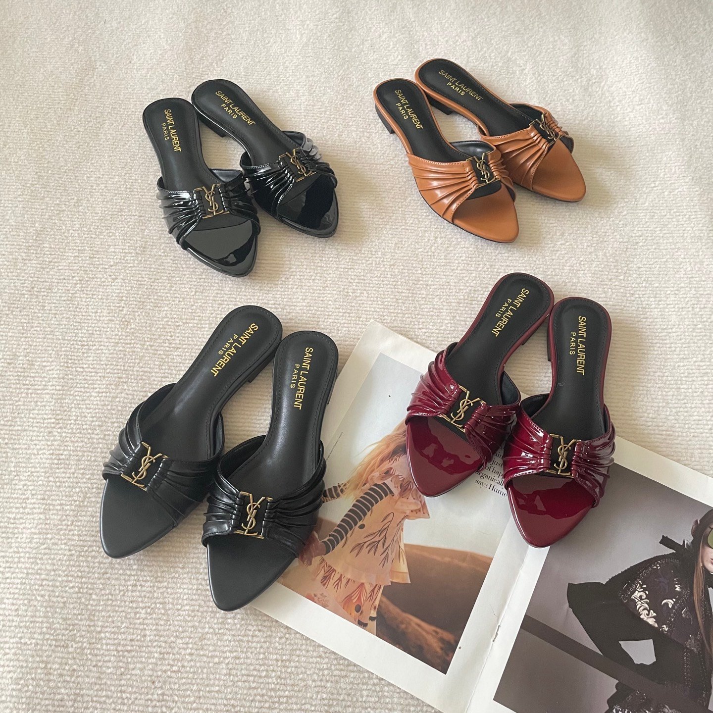 YSL Cassandra Mules Black Leather - Sandals - Image 4